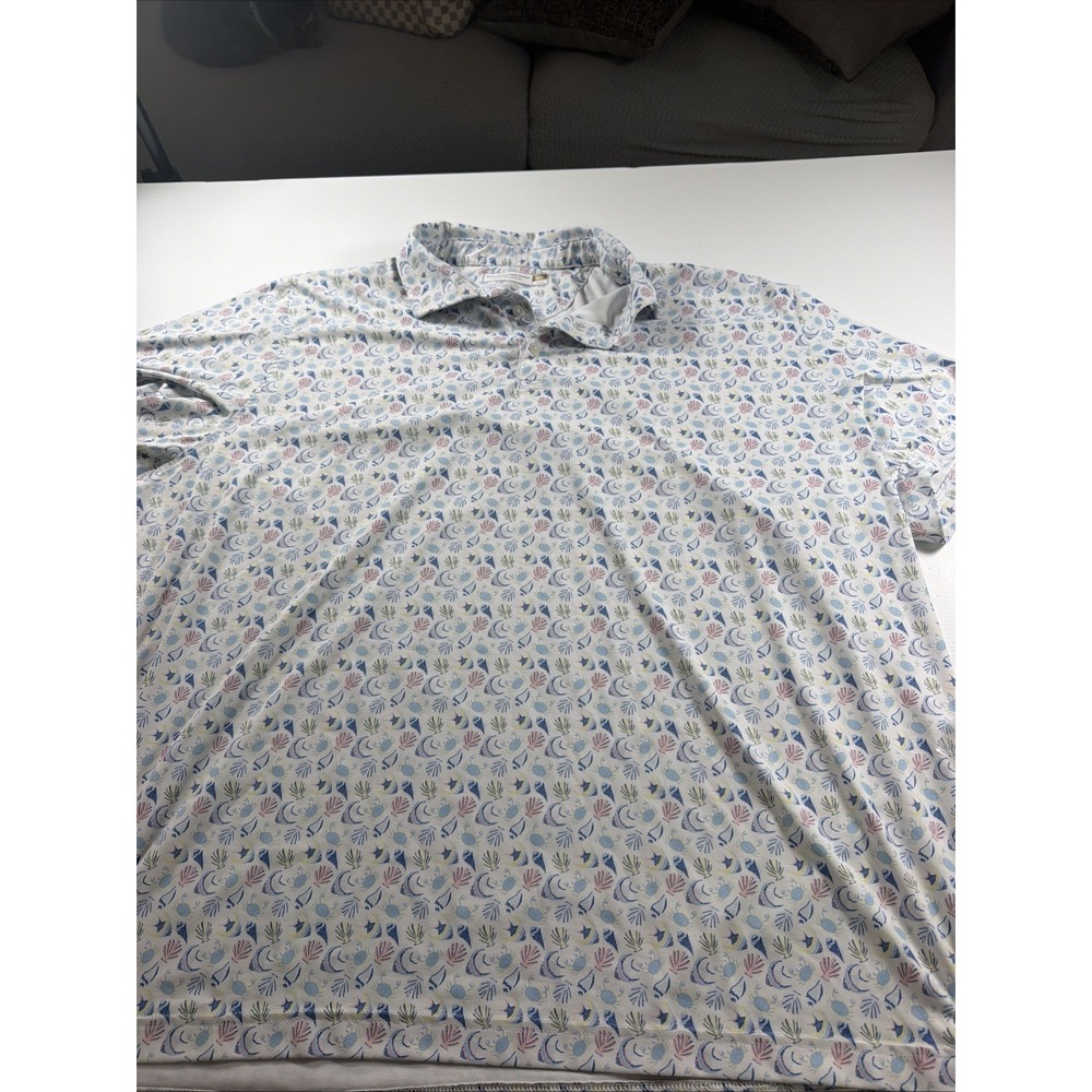 Hart Schaffner Marx Luxury Performance Coastal Print Polo Shirt Men's XXL
